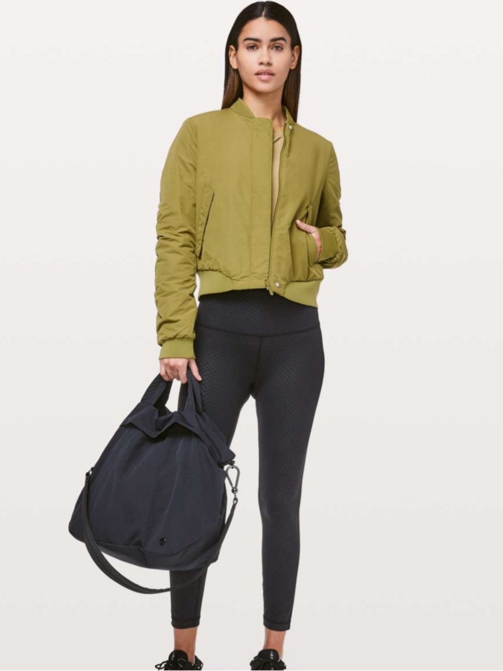 Lululemon Warm Two Ways Bomber Jacket Mossy Green Size 4 Reversible Coat
